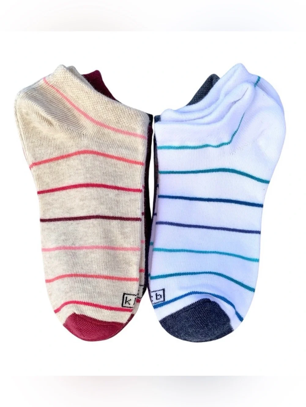 K. Bell No Show Socks 8-Pair Solid & Stripes Variety Pack, Women’s Shoe 5.5-10